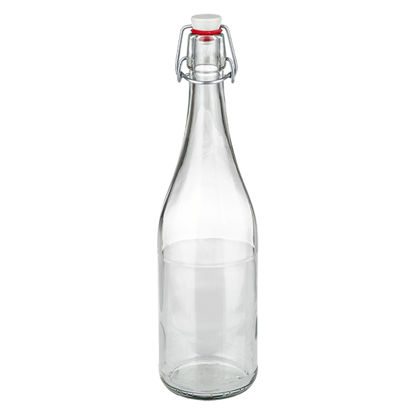 Bouteille en verre de 750 ml + bouchon mécanique en porcelaine UN.. Bouteille en verre de 750 ml + bouchon mécanique en porcelaine UN..