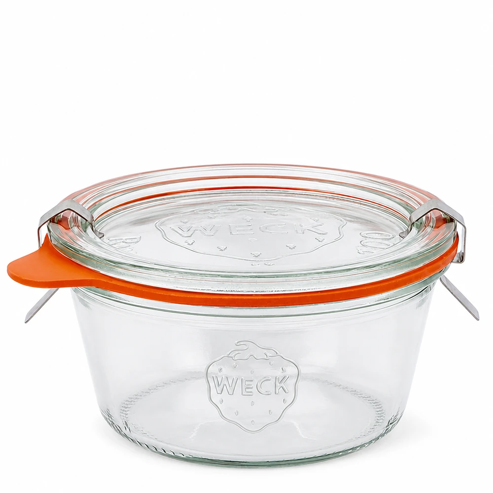 290ml bocal conique faible complet WECK RR80 WECK Pot renversé 290ml RR100 bas avec couvercle en verre et anneau en caoutchouc Pot de conservation