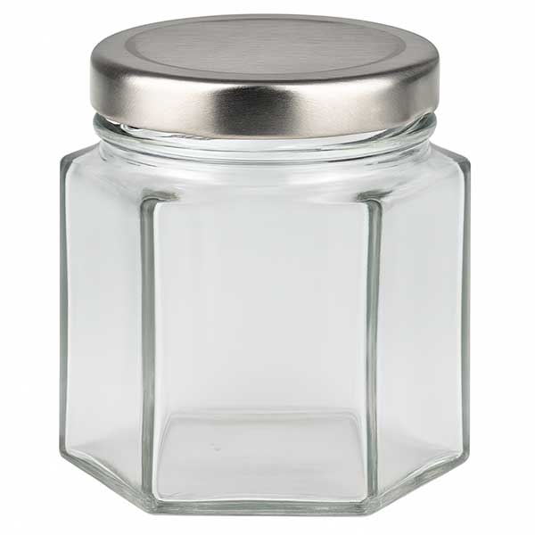 47ml Verre hexagonal avec couvercle BasicSeal argent UNiTWIST