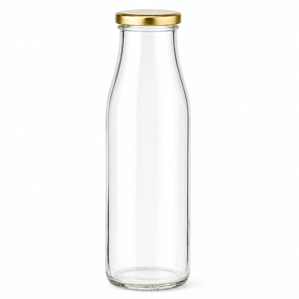 500ml Bouteille avec couvercle BasicSeal or UNiTWIST Bouteille en verre de 500ml avec couvercle doré BasicSeal vide transparent pour boissons lait jus certifié UN