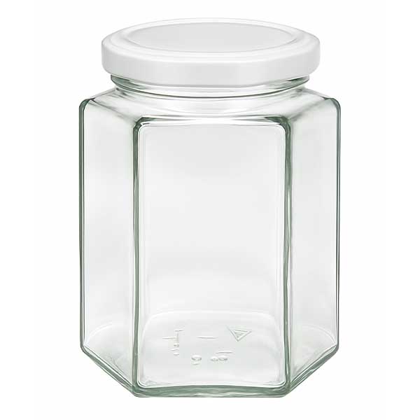 390ml Verre hexagonal avec couvercle BasicSeal argent UNiTWIST