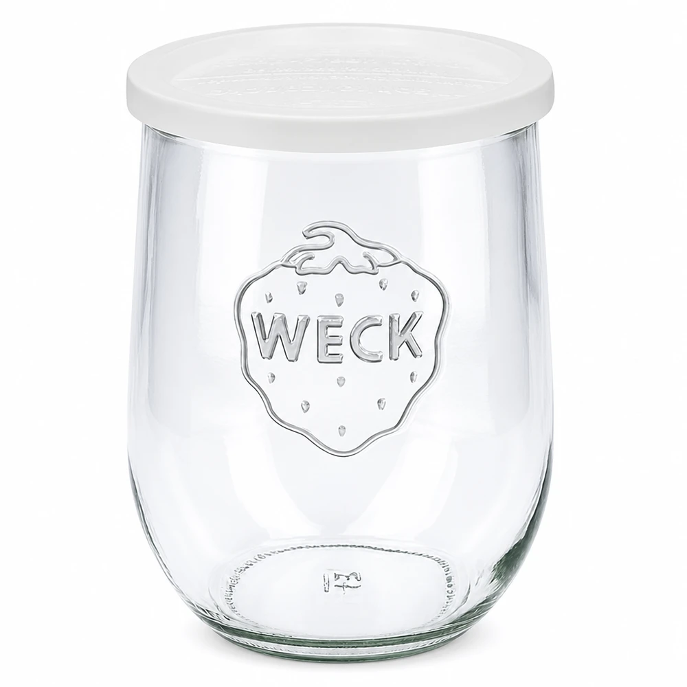 1062ml bocal tulipe avec couvercle fraîcheur WECK RR100 WECK Pot tulipe 1062ml avec couvercle fraîcheur blanc RR100 Pot de conservation avec logo transparent