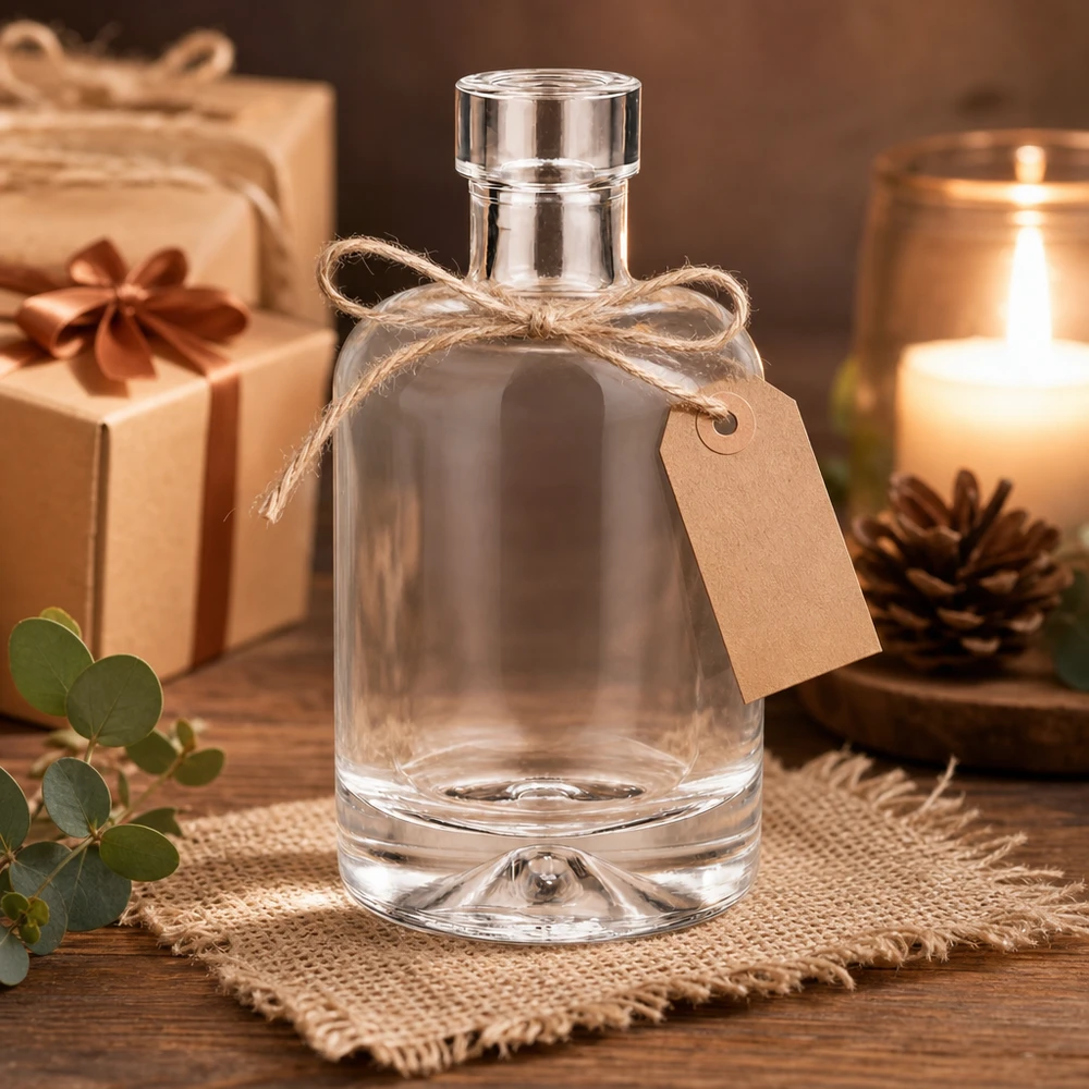 50ml flacon en verre Amelie vide avec décoration cadeau et bougie montre présentation noble comme emballage cadeau