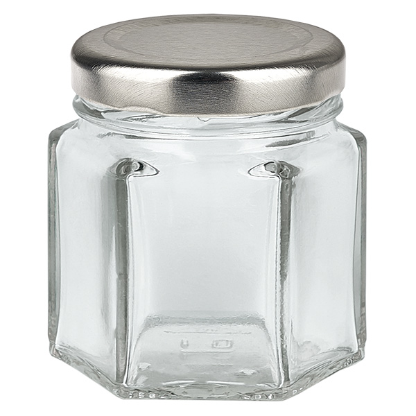 47ml Verre hexagonal avec couvercle BasicSeal argent UNiTWIST