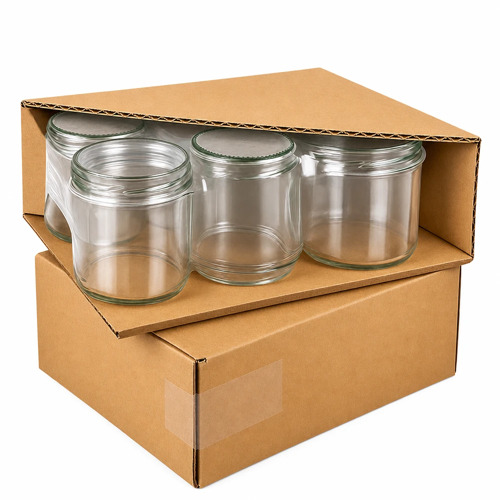 Pots renversés 350ml emballage boîte en carton expédition bocaux vides transparent sans couvercle en gros Set