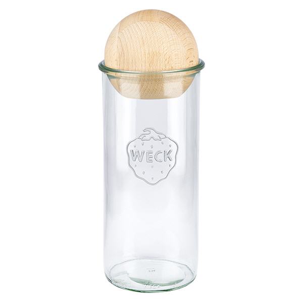 1500ml bocal conique WECK RR100 avec boule en bois en hêtre