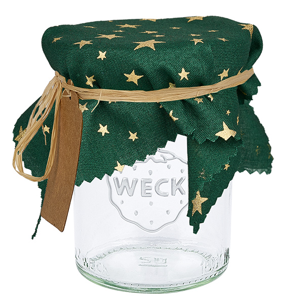 Couvercle en tissu étoiles vertes 150x150mm carré