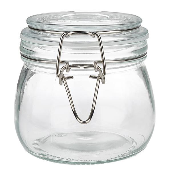 Pot de réserve 500ml type S avec fermeture à étrier UN.. Bauchiges Vorratsglas 500ml mit bewährtem Bügelmechanismus für optimale Konservierung