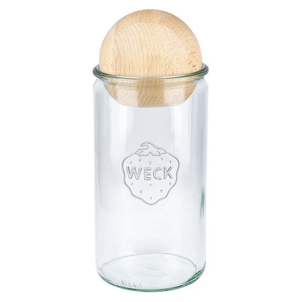 1590ml bocal cylindrique WECK RR100 avec boule en bois en hêtre