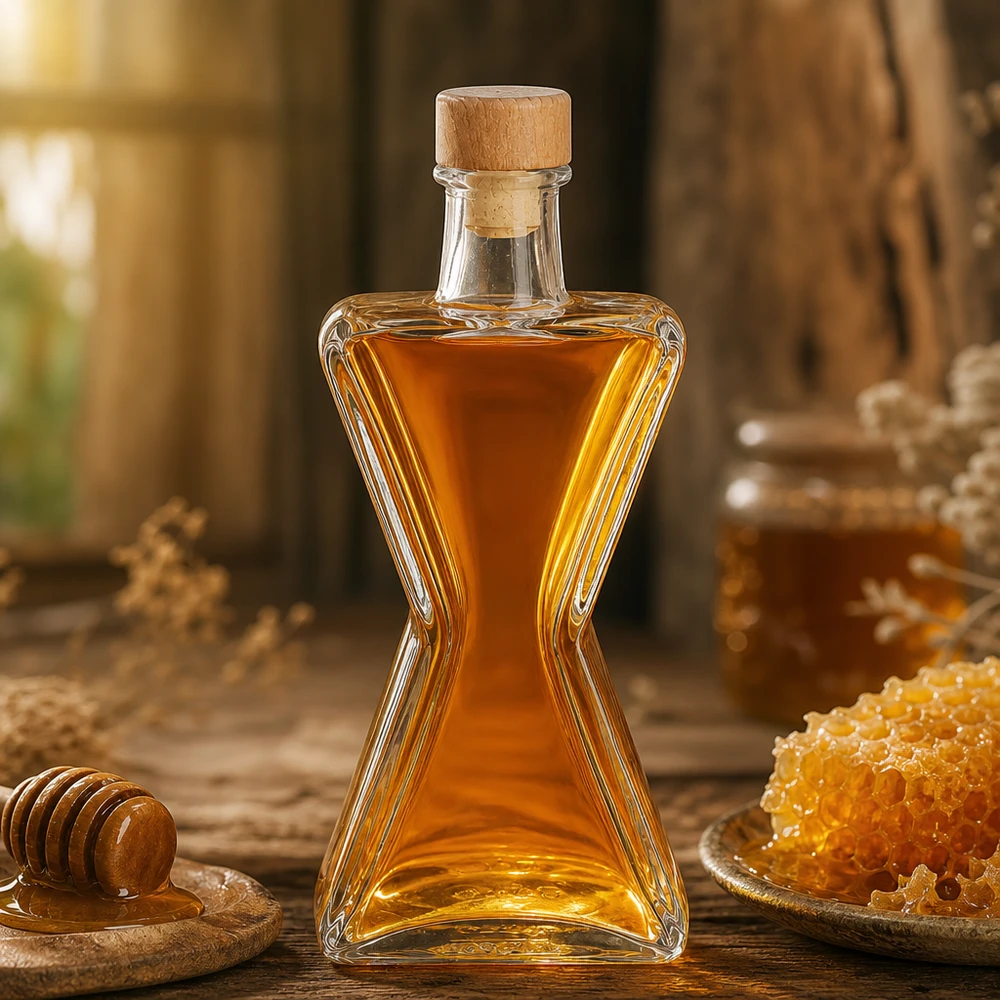 Bouteille en verre 200 ml « Star » avec bouchon en bois UNiTWIST®