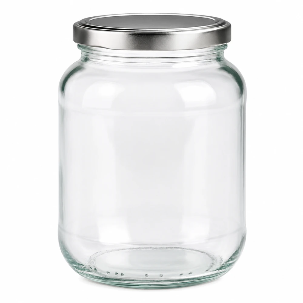 370ml Verre ovale avec couvercle BasicSeal argent UNiTWIST Pot ovale de 370ml avec couvercle à visser BasicSeal argenté pour confitures et conserves