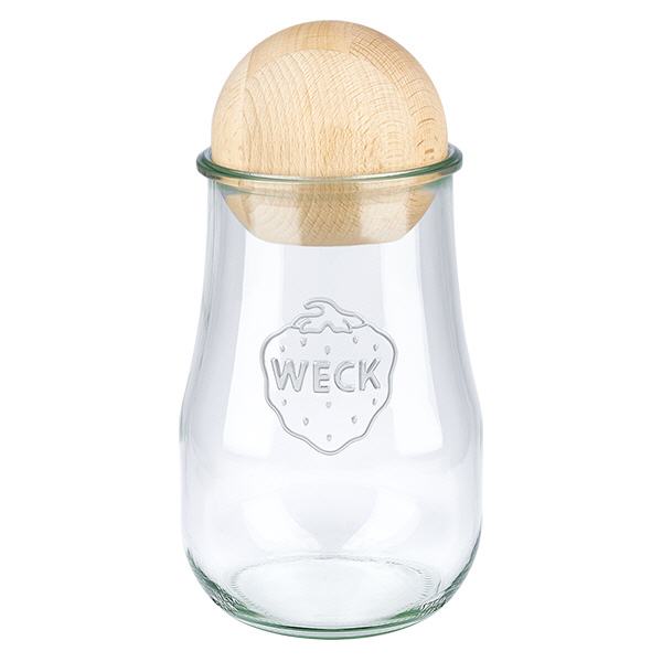 1750ml bocal tulipe WECK RR100 avec boule en bois en hêtre