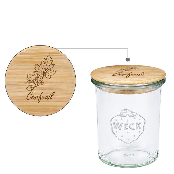 Coffret en bois « Cerfeuil » avec verre WECK plongeant 160 ml