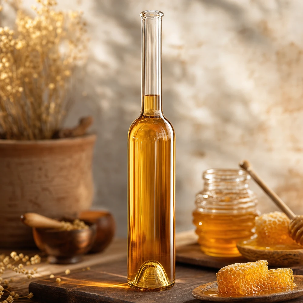 Bouteille en verre 100 ml « Hugo » sans bouchon UNiTWIST® Bouteille en verre Hugo de 100 ml remplie de miel Exemple d'utilisation Apiculture Remplissages naturels UNiTWIST Photo produit 2