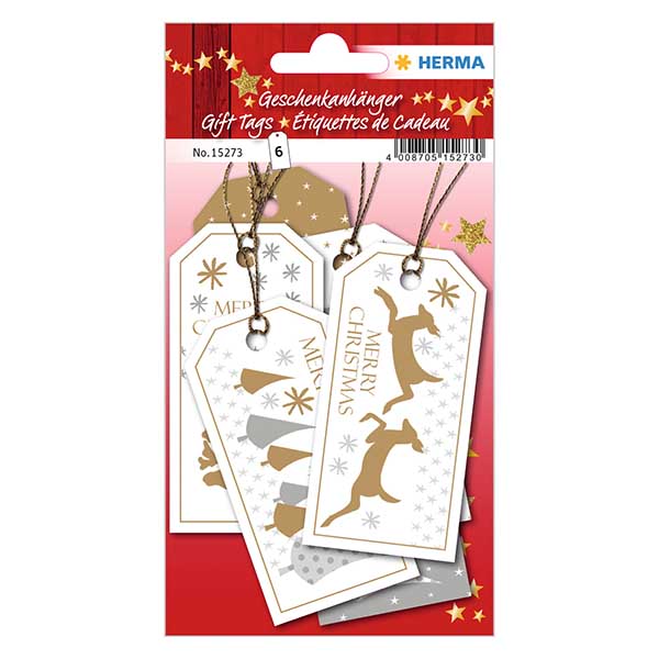 Pendentif "Merry Christmas" (6 pièces) avec paillettes Pendentif "Merry Christmas" (6 pièces) avec paillettes