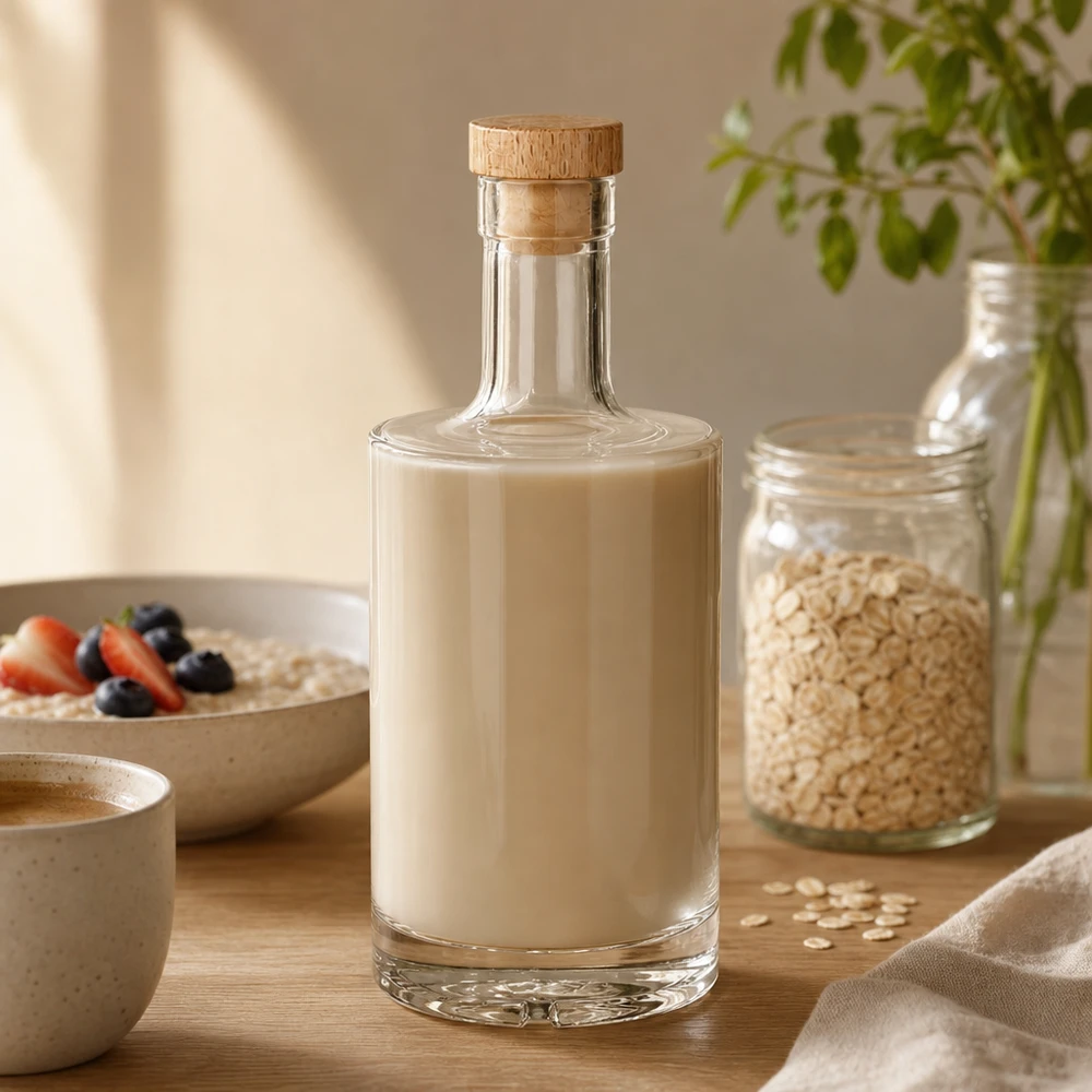 Bouteille en verre 500 ml « Nora » avec bouchon en bois UNiTWIST®