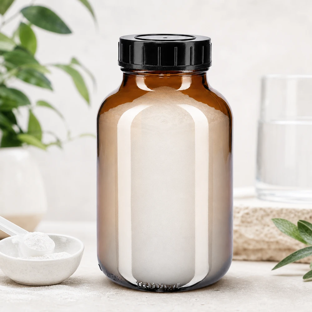 Bocal à col large en verre ambré 1000 ml + couvercle à vis