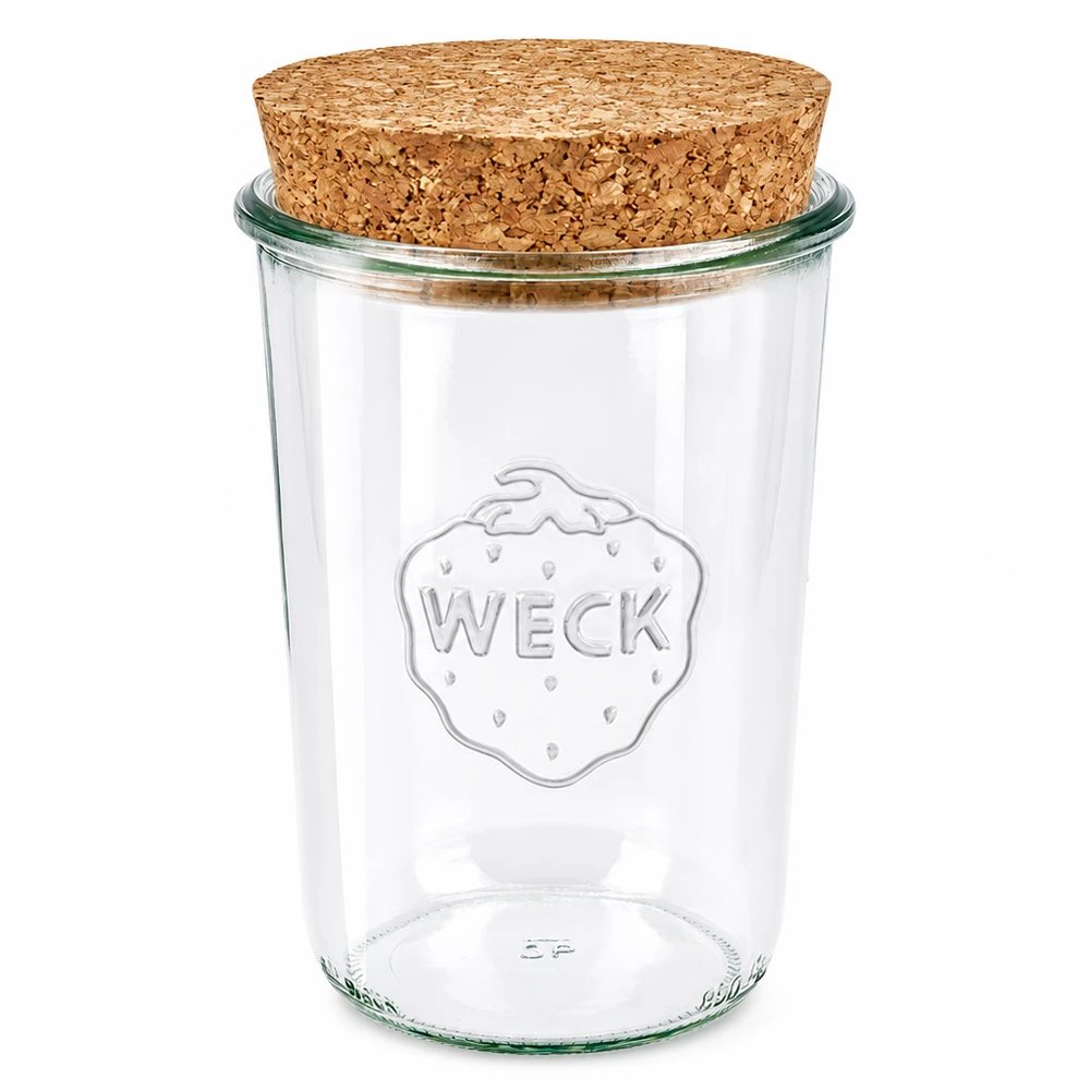 850ml bocal conique WECK RR100 avec bouchon nature WECK Bocal en verre 850ml RR100 avec bouchon en liège naturel Couvercle Bocal à conserves transparent