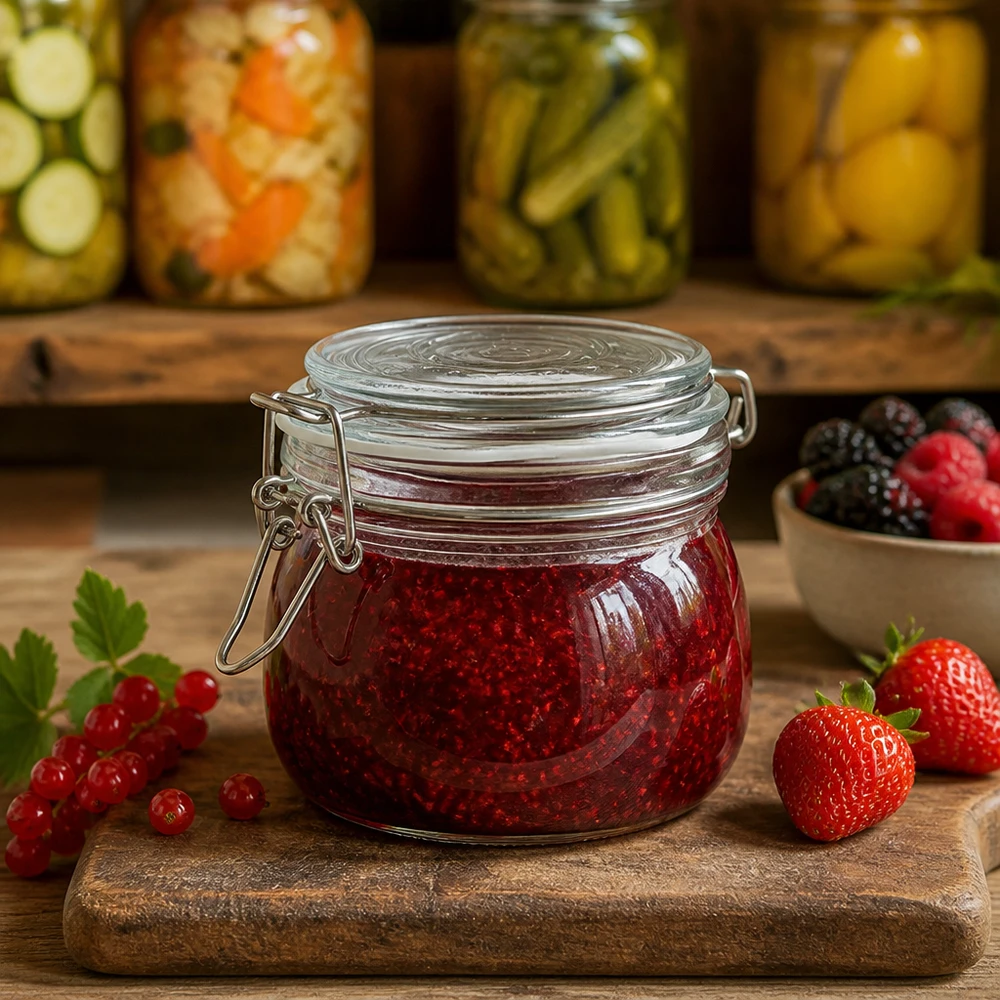 Pot de conserve 500ml avec fermeture à étrier idéal pour les confitures et marmelades maison