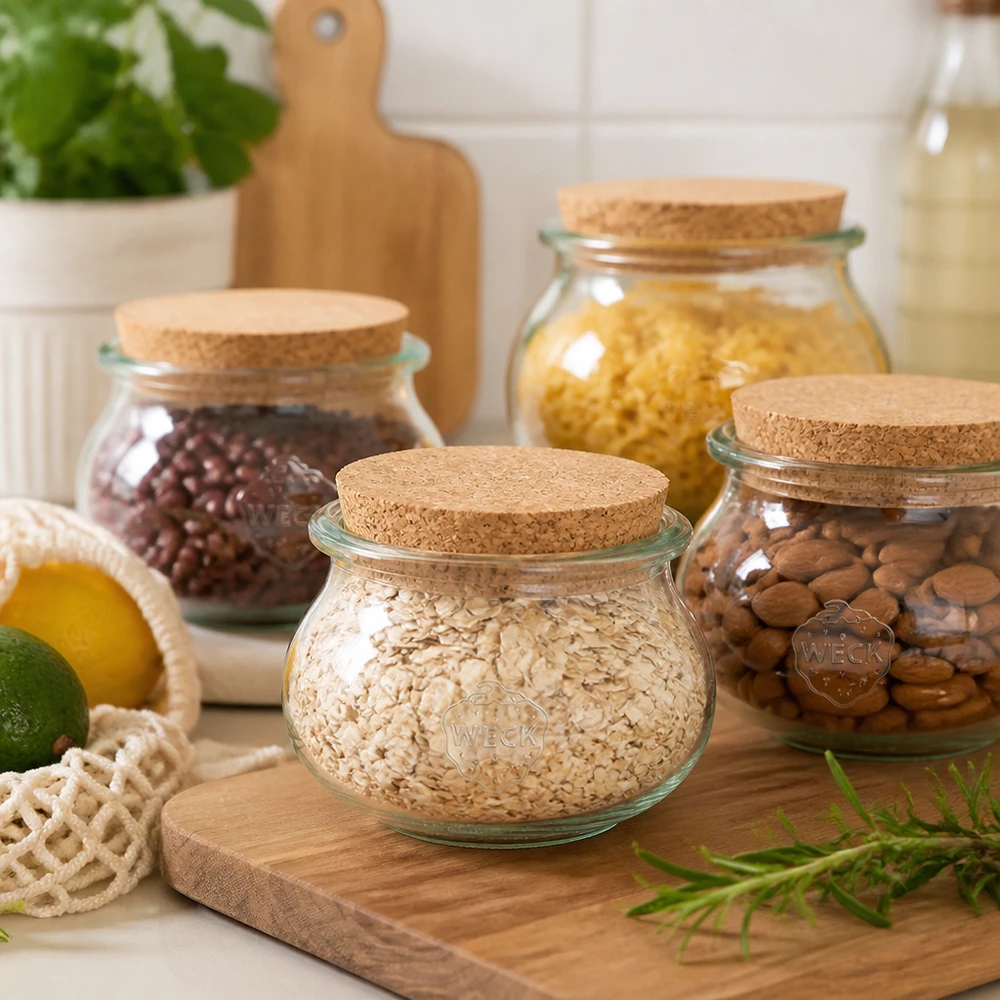 Mise en situation d’un bocal en verre pour les purées d’amandes, noisettes et autres oléagineux