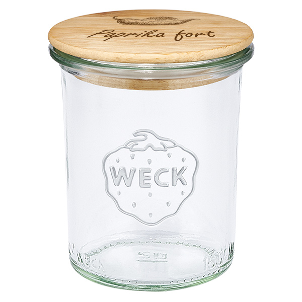 Paire en bois « Paprika fort » avec verre plongeant WECK 1 Paire en bois « Paprika fort » avec verre plongeant WECK 1