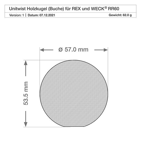 UNiTWIST Sphère en bois (hêtre) pour WECK RR60 UNiTWIST Sphère en bois (hêtre) pour WECK RR60