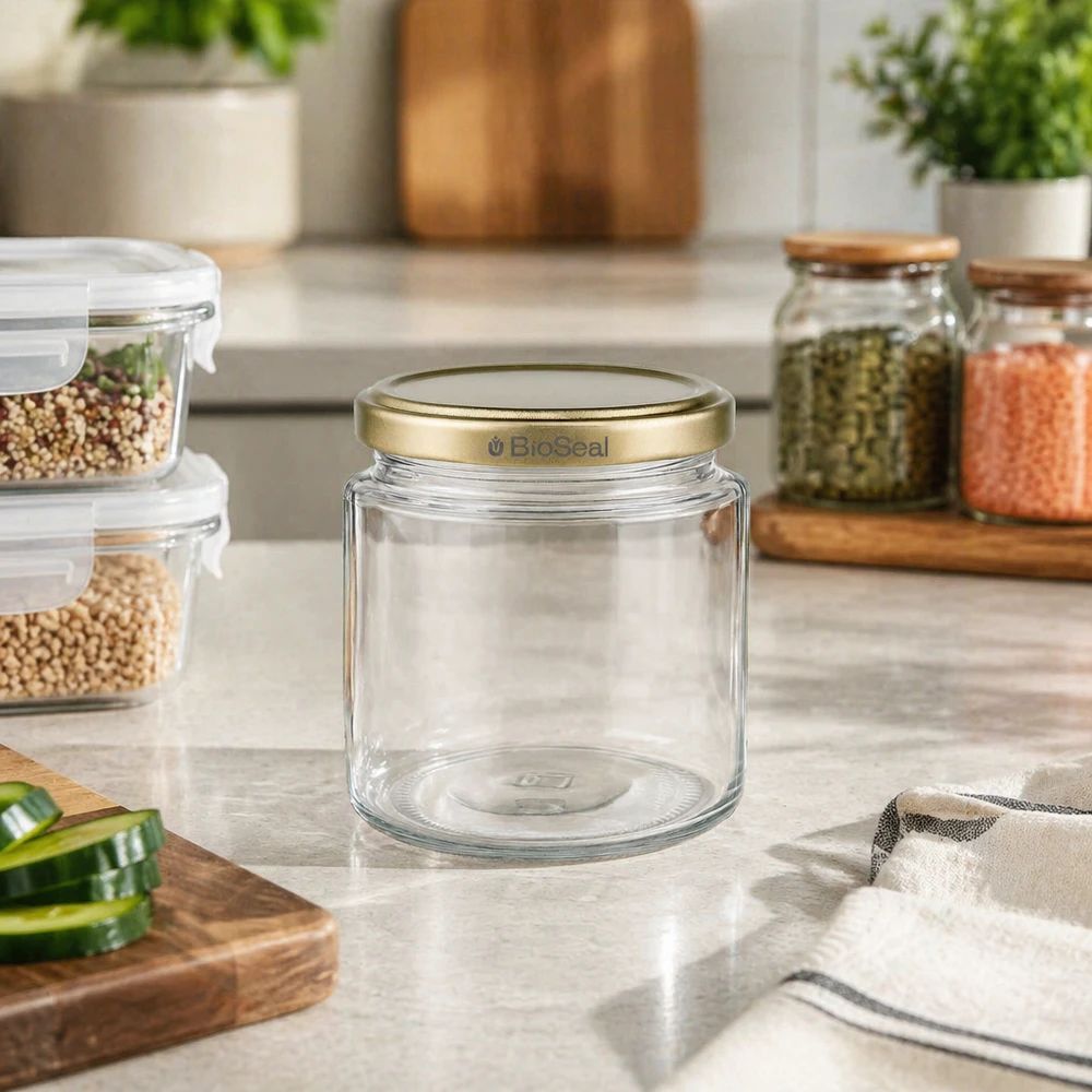 Pot à miel 350 g avec couvercle doré BioSeal UNiTWIST Pot à miel 350 g avec couvercle doré BioSeal UNiTWIST