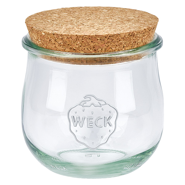 370ml bocal tulipe WECK RR80 avec bouchon nature WECK Pot tulipe 370ml RR80 avec bouchon en liège naturel Couvercle Pot de conservation transparent