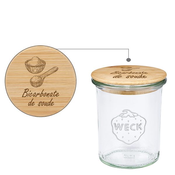 Coffret en bois « Bicarbonate de soude » avec verre renversé Coffret en bois « Bicarbonate de soude » avec verre renversé