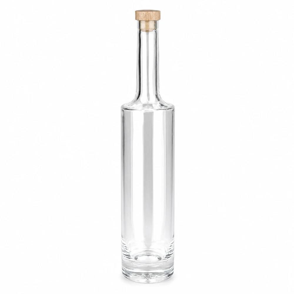 Bouteille en verre 500 ml « Rosa » avec bouchon en bois UNiTWIST® 500ml Glasflasche Rosa mit Holzgriff-Korken UNiTWIST leer transparent zylindrisch für Spirituosen Öl Essig