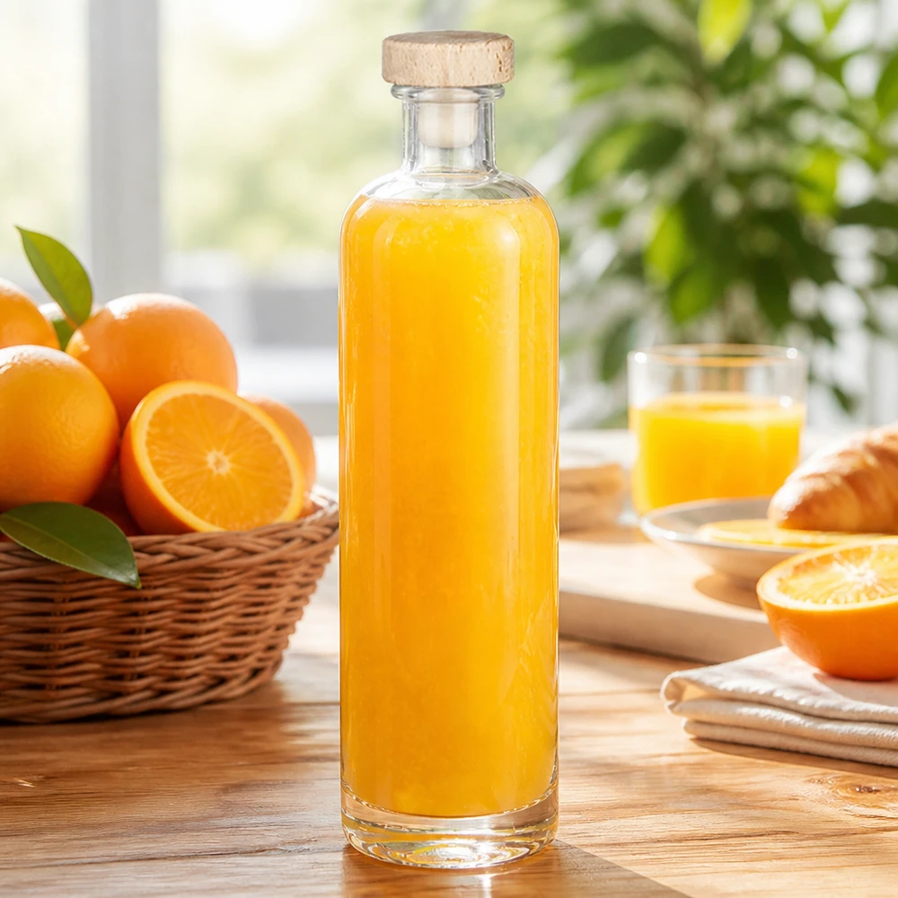 Bouteille en verre 500 ml « Ella » avec bouchon en bois UNiTWIST®