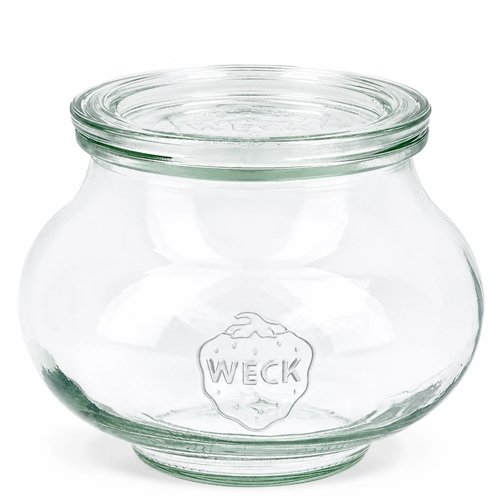 Bocal décoratif de 560 ml avec couvercle en verre WECK RR80 WECK Bocal à bijoux 560ml avec couvercle en verre RR80 Bocal à conserves transparent rond