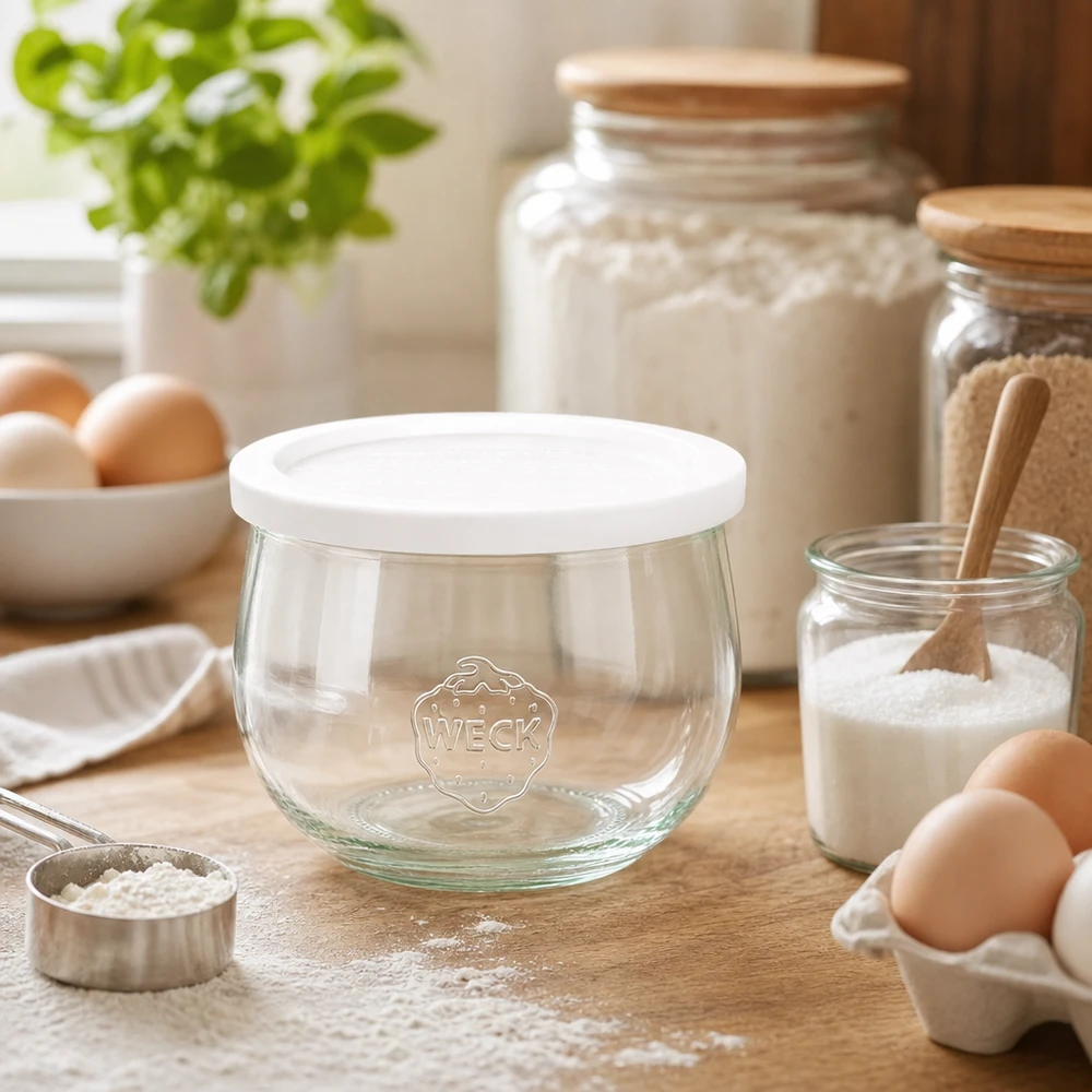 Mise en situation d’un bocal en verre pour le foie gras et les recettes en terrine