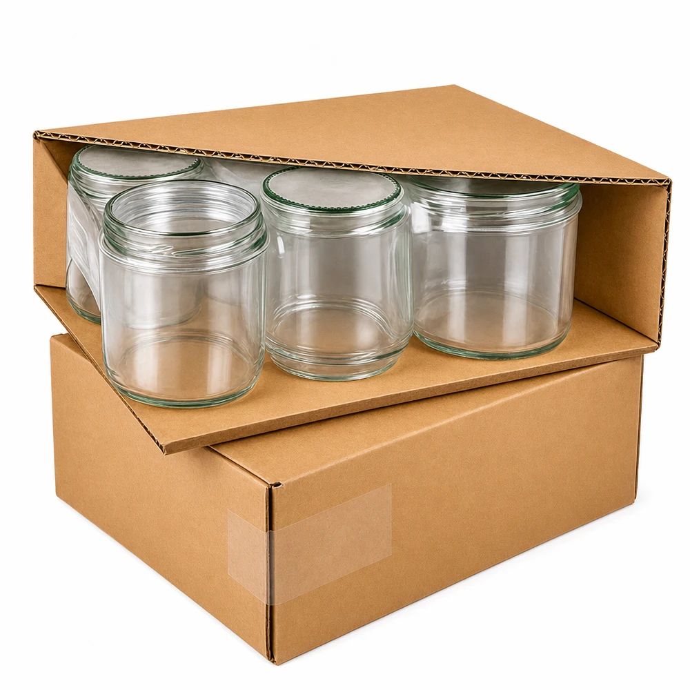 Verres de 230 ml + couvercle BasicSeal fleur menthe UNiTWIST Pots renversés de 230ml livrés en carton, emballage sûr des bocaux avec couvercle BasicSeal pour l'expédition