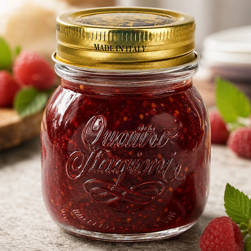 Bocal Quattro Stagioni de 150 ml rempli de confiture rouge