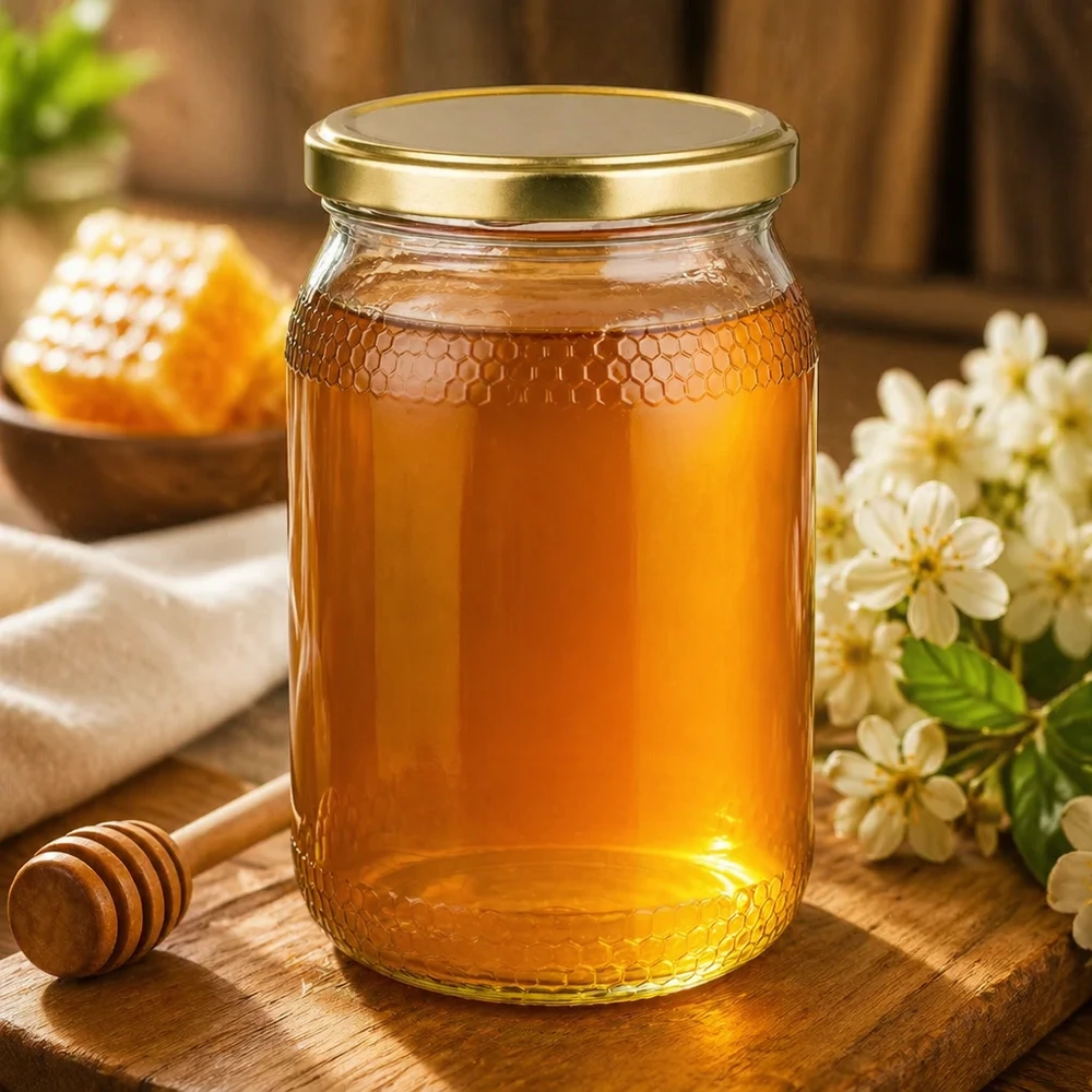 Pots pour miel – exemple de bocal en verre