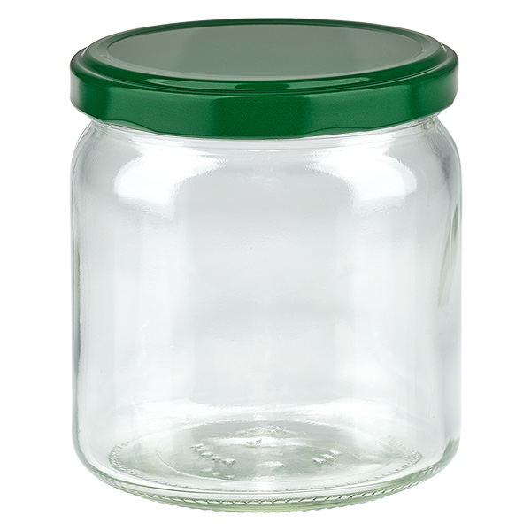 408ml Verre rond avec couvercle BasicSeal vert UNiTWIST