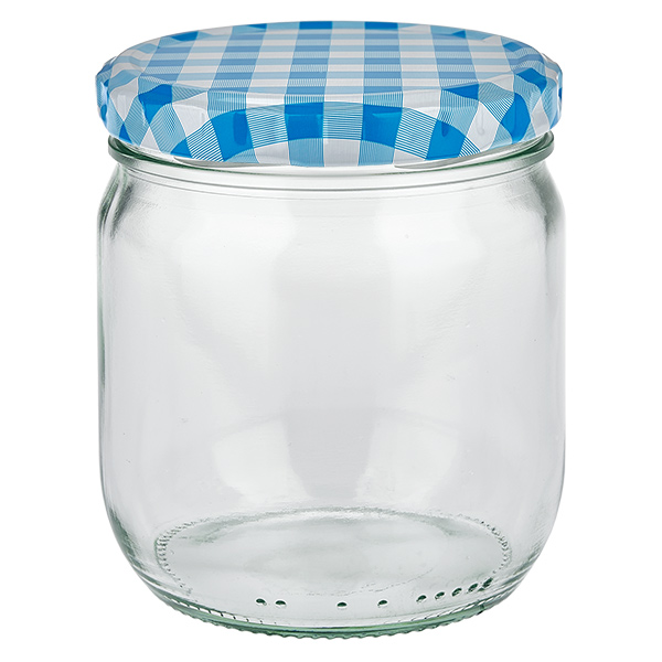 425ml Verre rond avec couvercle BasicSeal bleu/blanc UNiTWIST