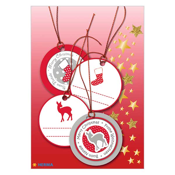 Pendentif "faon rouge" (4 pièces) avec paillettes 3D Pendentif "faon rouge" (4 pièces) avec paillettes 3D