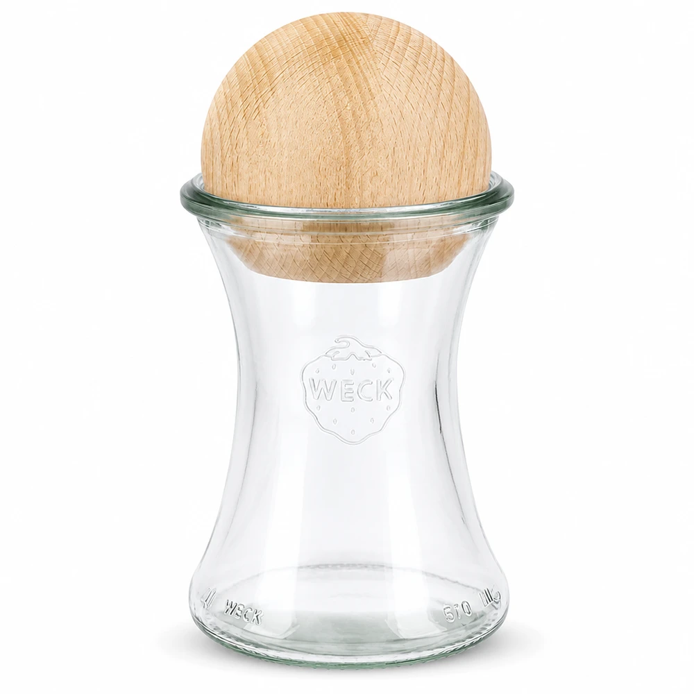 370ml bocal à gourmandises WECK RR80 avec boule en bois en hêtre WECK Pot pour délicatesses 370ml RR80 avec boule en bois hêtre fermeture bocal de conservation