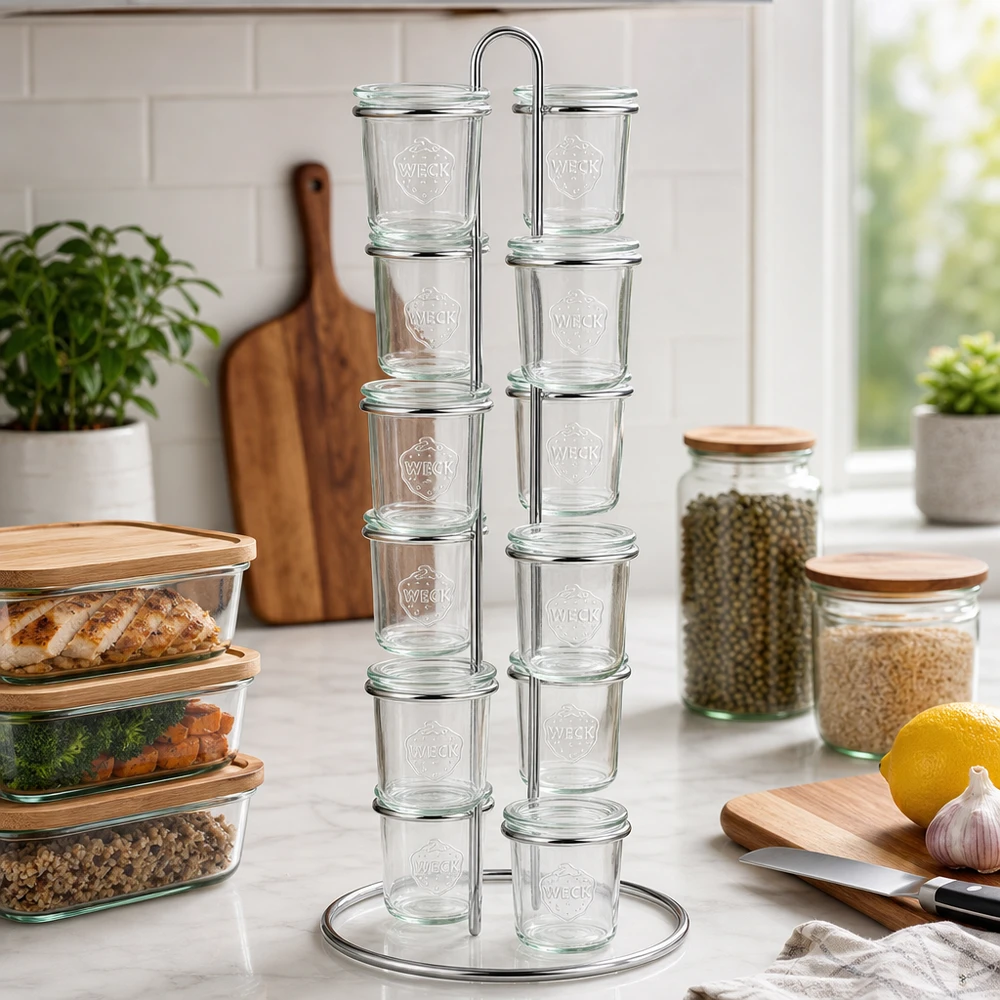 Support de service Vertico12 pour 12 bocal de verre WECK Support de service Vertico12 pour 12 bocal de verre WECK