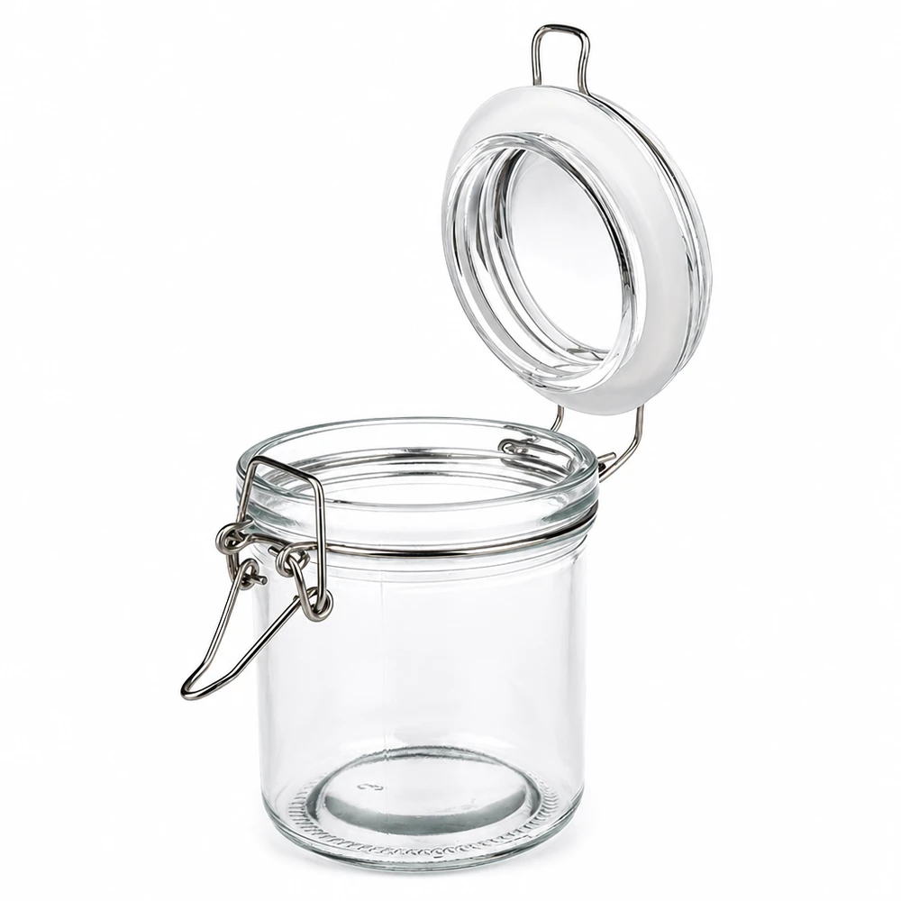 Pot de réserve 250ml type S avec fermeture à étrier UN. Petit bocal de stockage 250ml avec couvercle à charnière idéal pour les épices et les petites portions