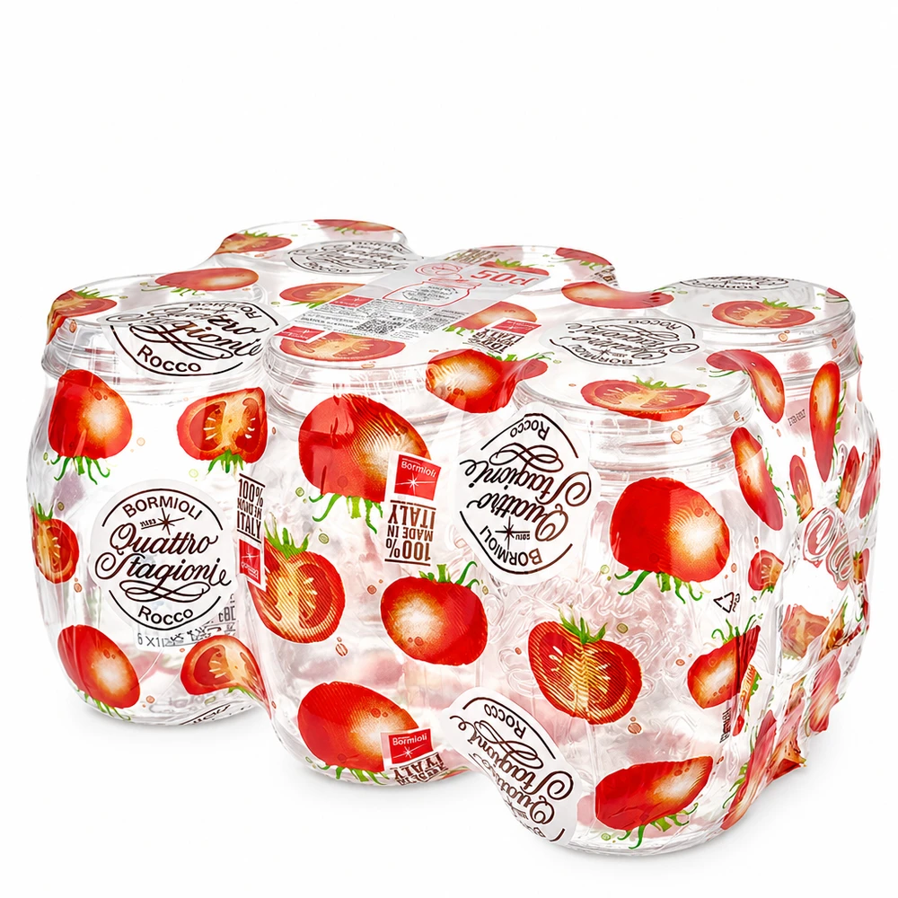 Bormioli Rocco Quattro Stagioni Lot de 6 bocaux ronds de 500ml avec design de fraise Bocaux à visser