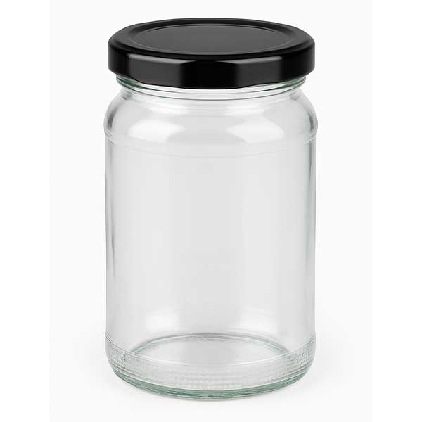 110ml Verre rond avec couvercle BasicSeal noir UNiTWIST