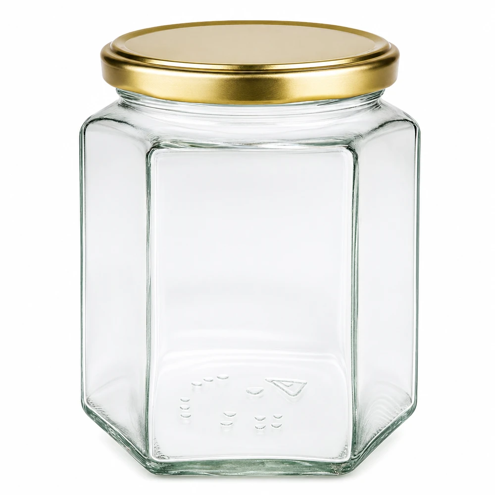 Pot à miel de 500 g avec couvercle BasicSeal doré