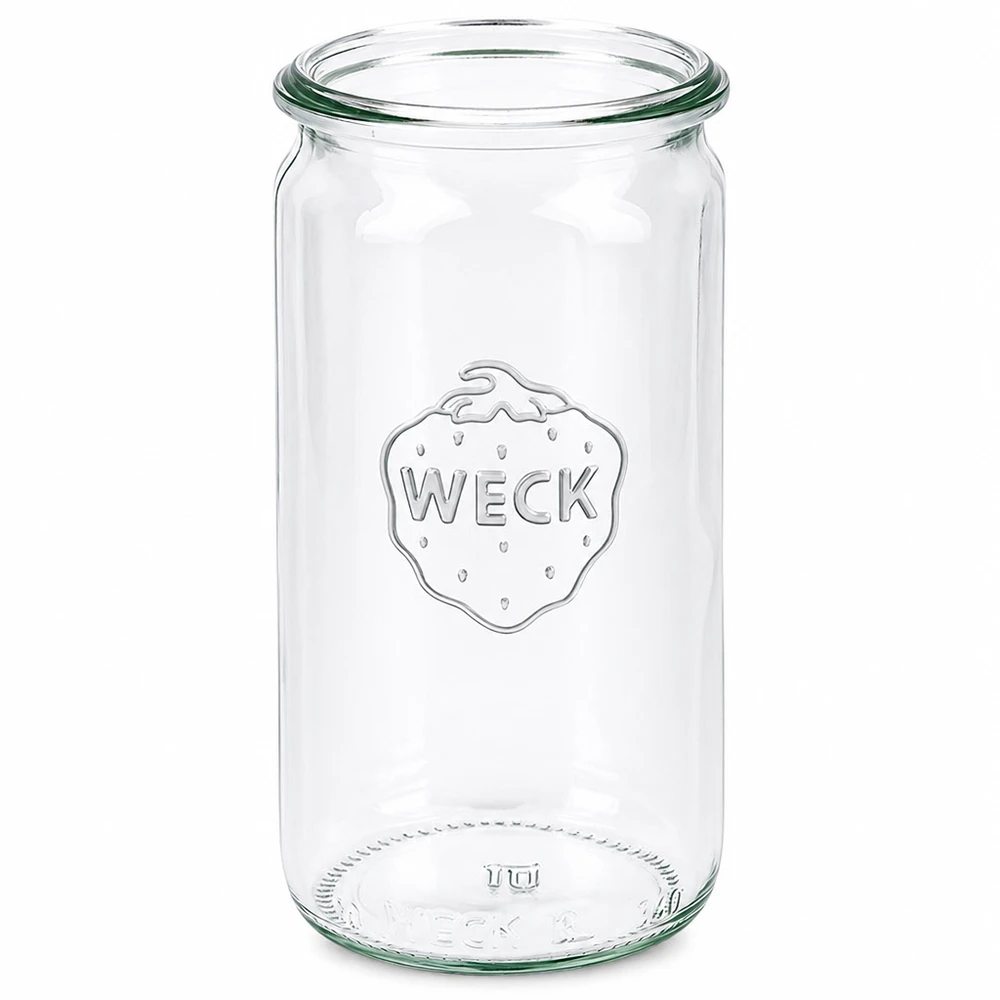 WECK Pot cylindrique 340ml RR60 Pot à conserves transparent avec logo WECK pour la mise en conserve et la conservation