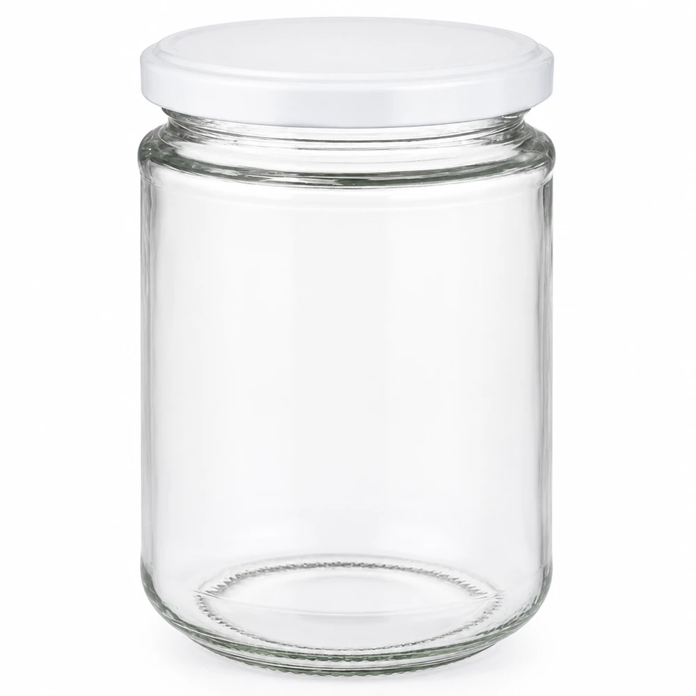 390ml bocal rond avec couvercle blanc BasicSeal UNiTWIST - bocal vide en verre clair pour aliments