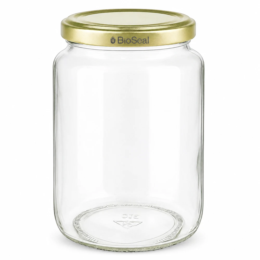 1000g pot de miel vide avec couvercle BioSeal doré pour confitures et conserves de miel en verre clair