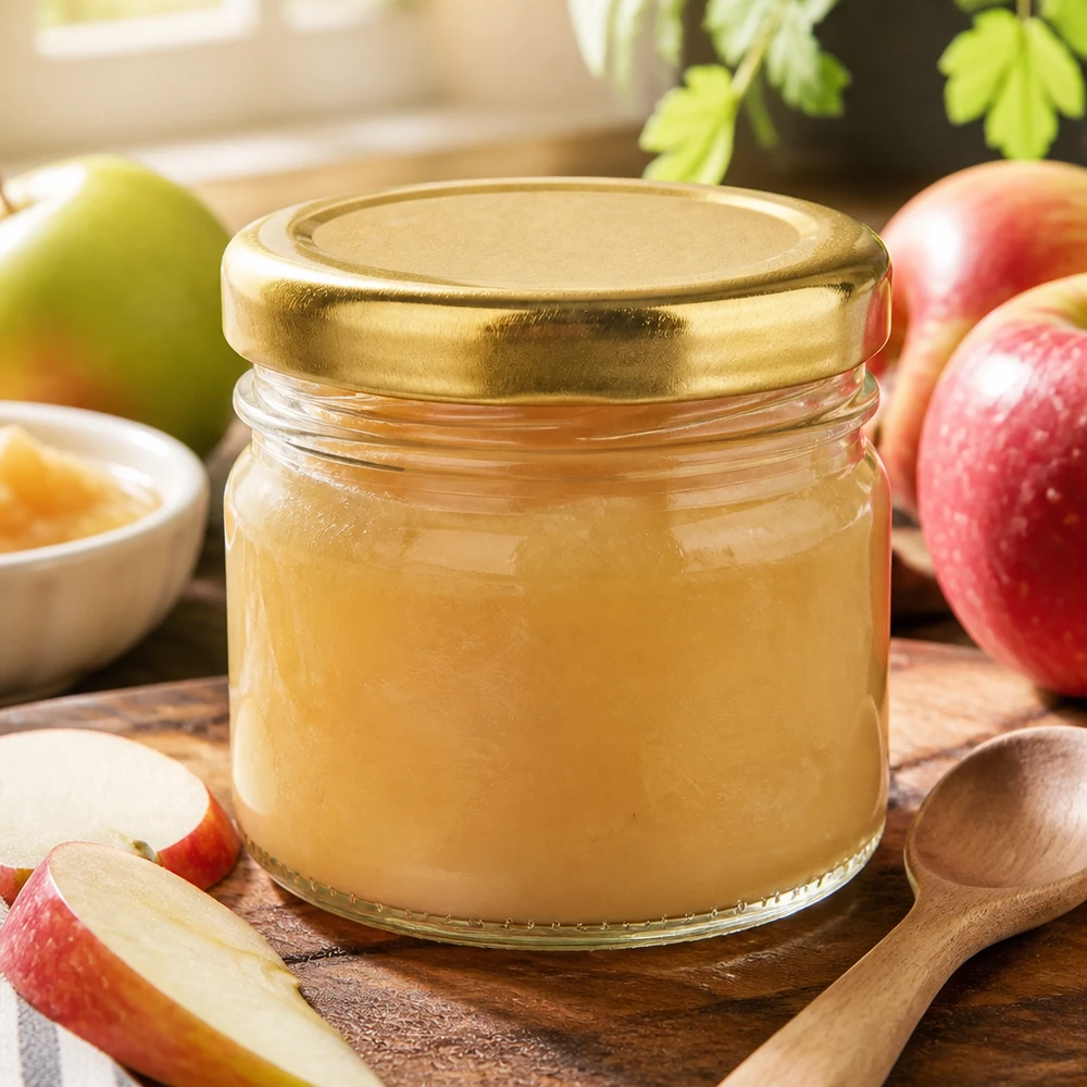 Bocal de conservation de 33 ml en verre transparent avec bouchon à vis doré, destiné aux aliments pour bébés et aux purées
