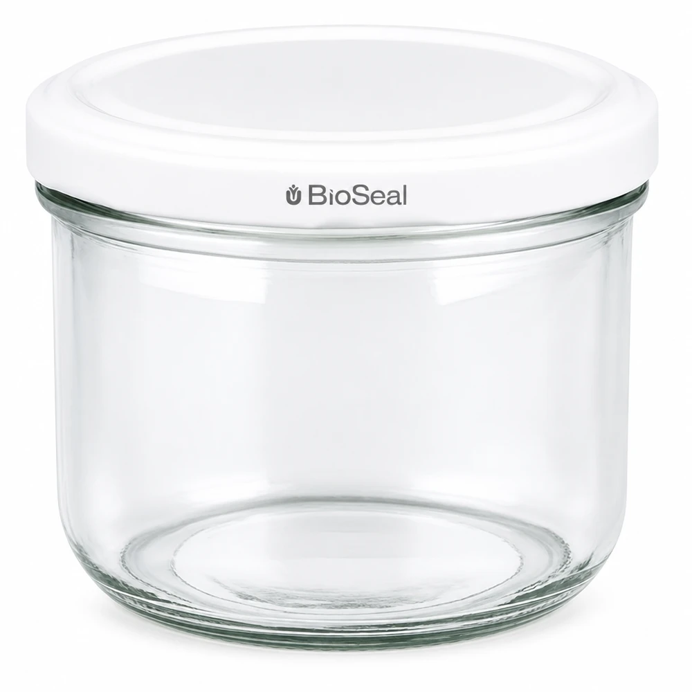 260ml Verre conique avec couvercle BioSeal blanc UNiTWIST UNiTWIST Sturz260 Pot en verre avec couvercle blanc TO82 BioSeal - pot de conservation pour aliments 260ml